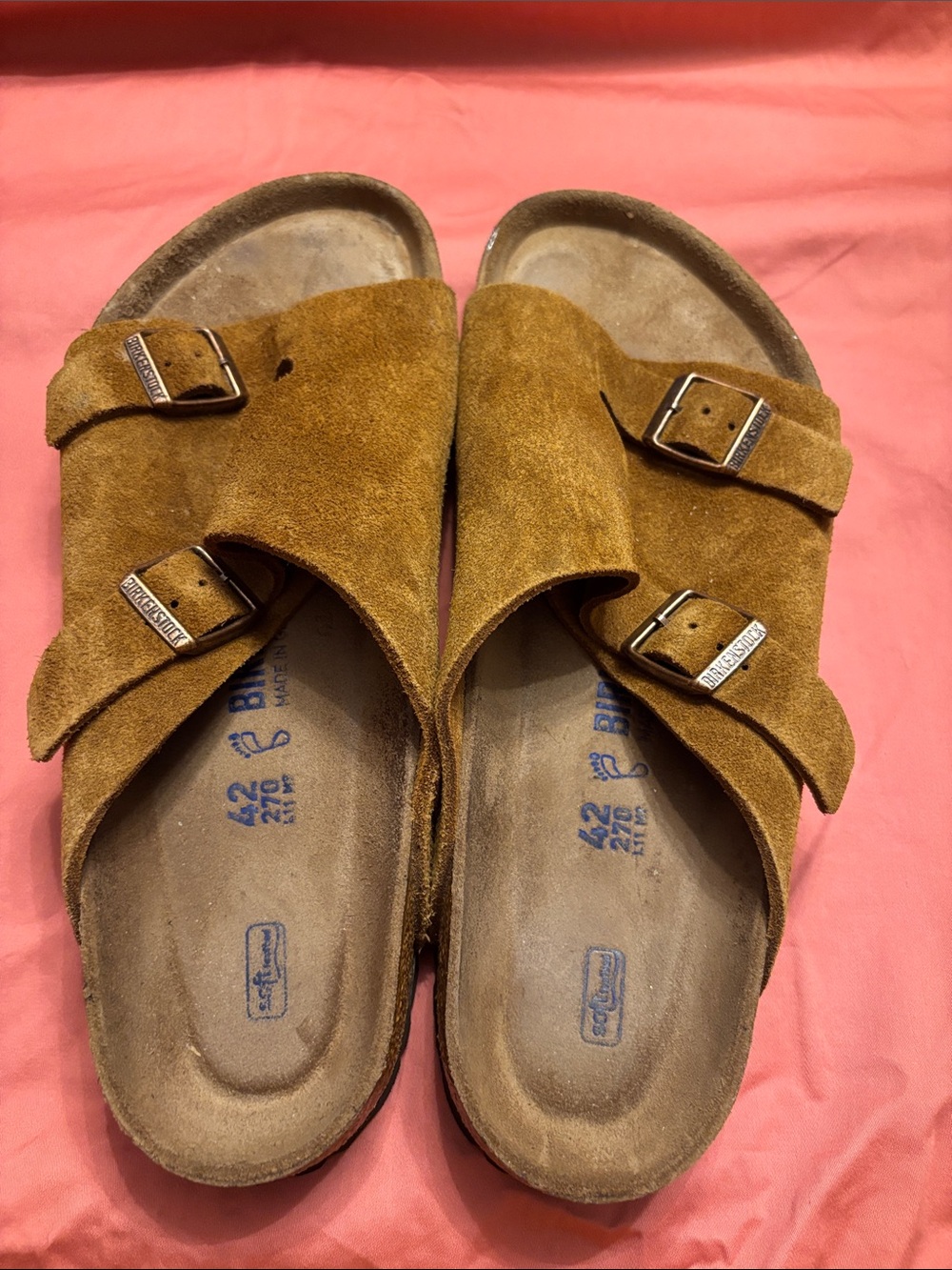 Birkenstock Arizona Suede Sandals in Cognac Brown